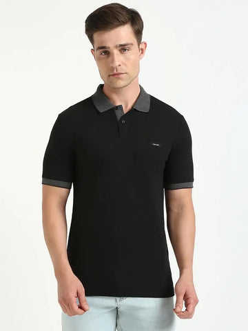 Calvin  Klein Black Patch Logo Premium Polo T-Shirt