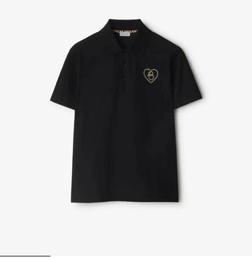 Burberr y Black Embroidery Logo Imported Polo T-Shirt