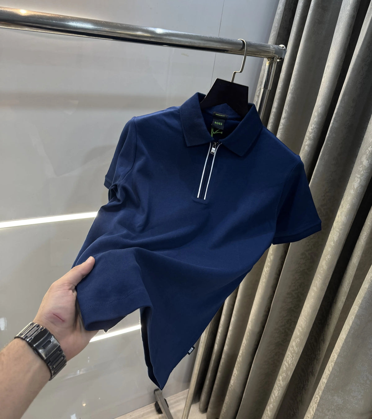 Hugo  6O5S Blue Zip Premium Polo T-Shirt