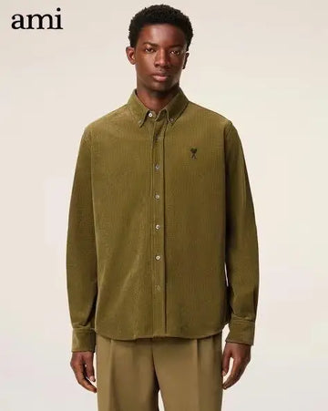 Ami Paris Olive Embroidry Logo Premium Shirt
