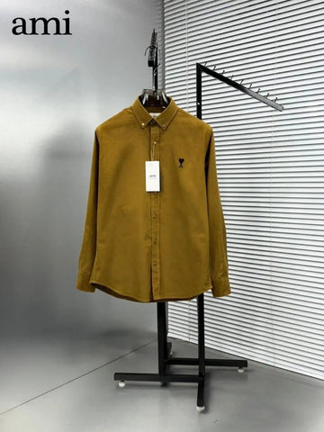 Ami Paris Light Brown Embroidry Logo Premium Shirt