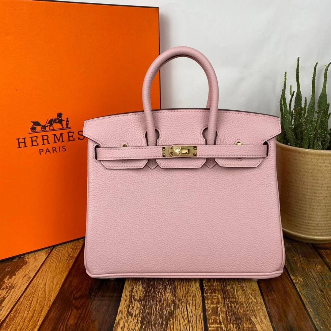 Hermes Powder Pink Togo Leather Rose Gold Hardware Birkin Bag With Dust Bag & OG Box1015