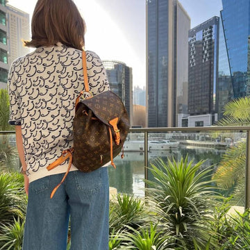 Louis_Vuitton Montsouris Mini Shoulder Bag Brown Flower yellow big-44211