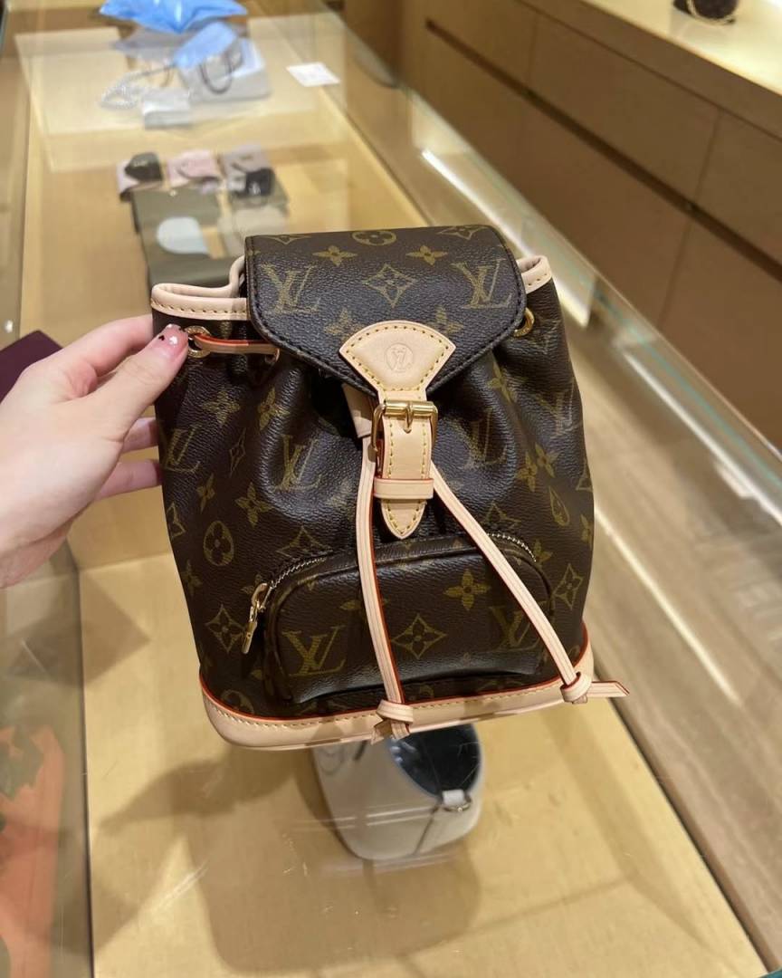 Louis_Vuitton Montsouris Mini Shoulder Bag Brown Flower White-44233