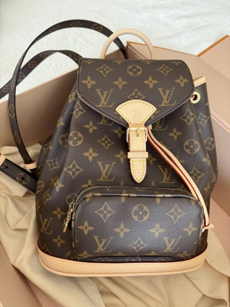 Louis_Vuitton Montsouris Mini Shoulder Bag Brown Flower White-44233