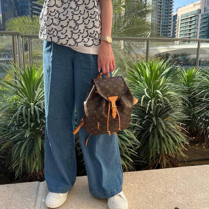 Louis_Vuitton Montsouris Mini Shoulder Bag Brown Flower yellow big-44211