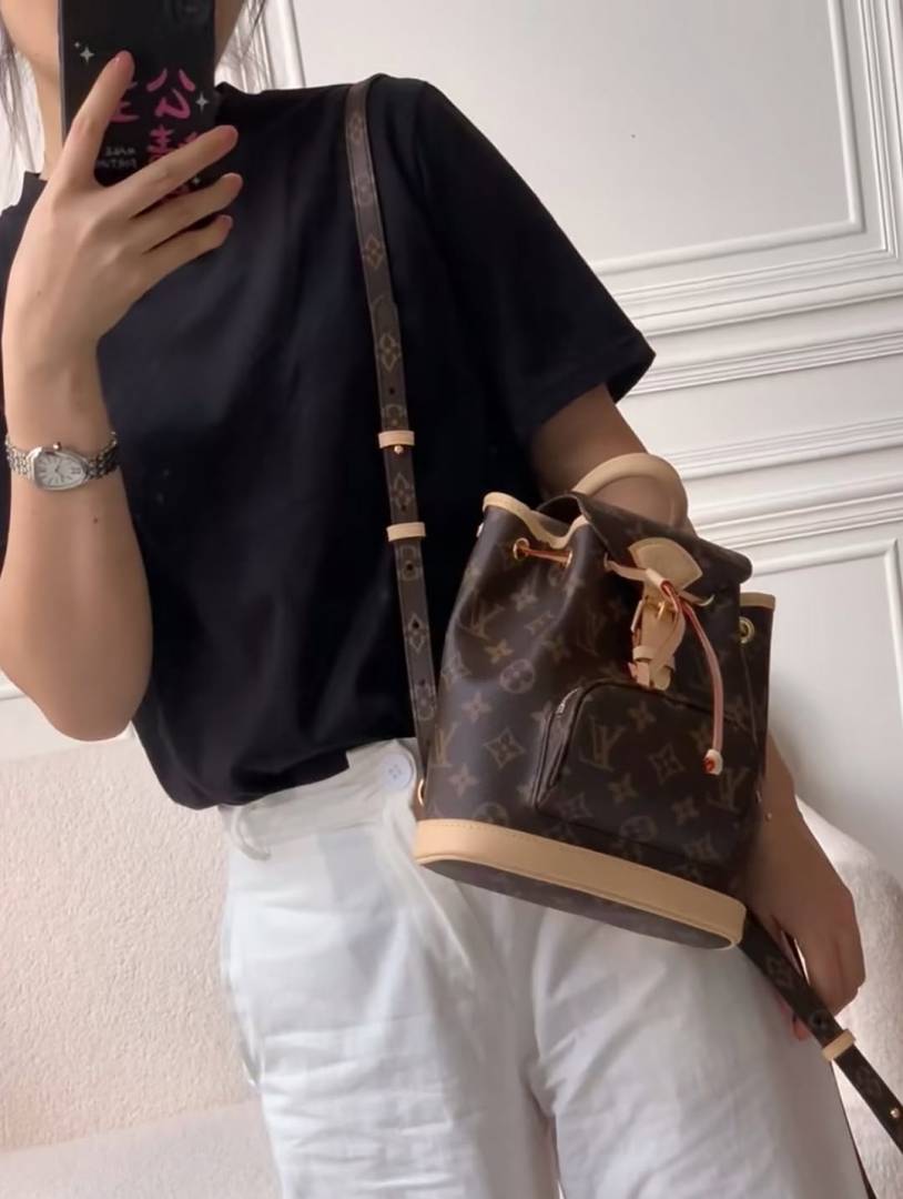 Louis_Vuitton Montsouris Mini Shoulder Bag Brown Flower White-44233