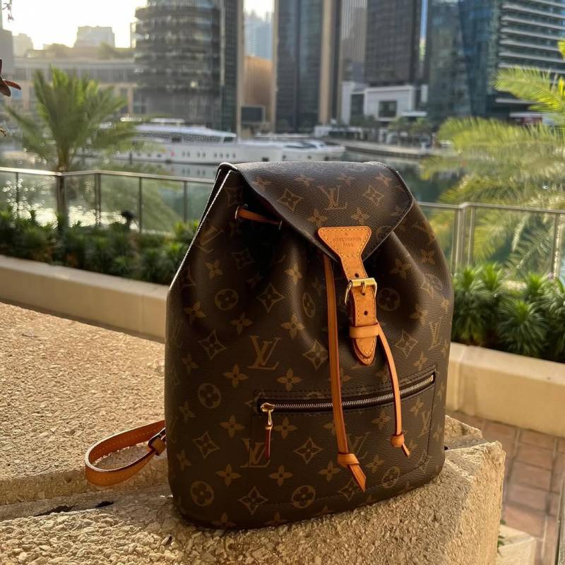 Louis_Vuitton Montsouris Mini Shoulder Bag Brown Flower yellow big-44211