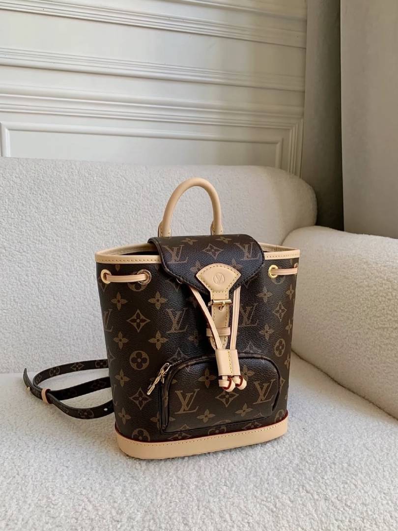 Louis_Vuitton Montsouris Mini Shoulder Bag Brown Flower White-44233