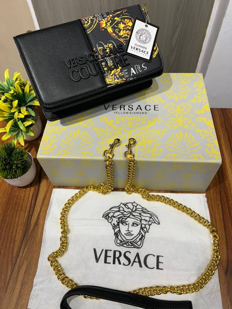 Versace Barocco Printed Icon Small Shoulder Bag Black