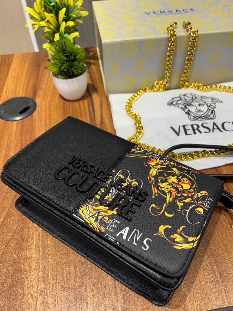 Versace Barocco Printed Icon Small Shoulder Bag Black
