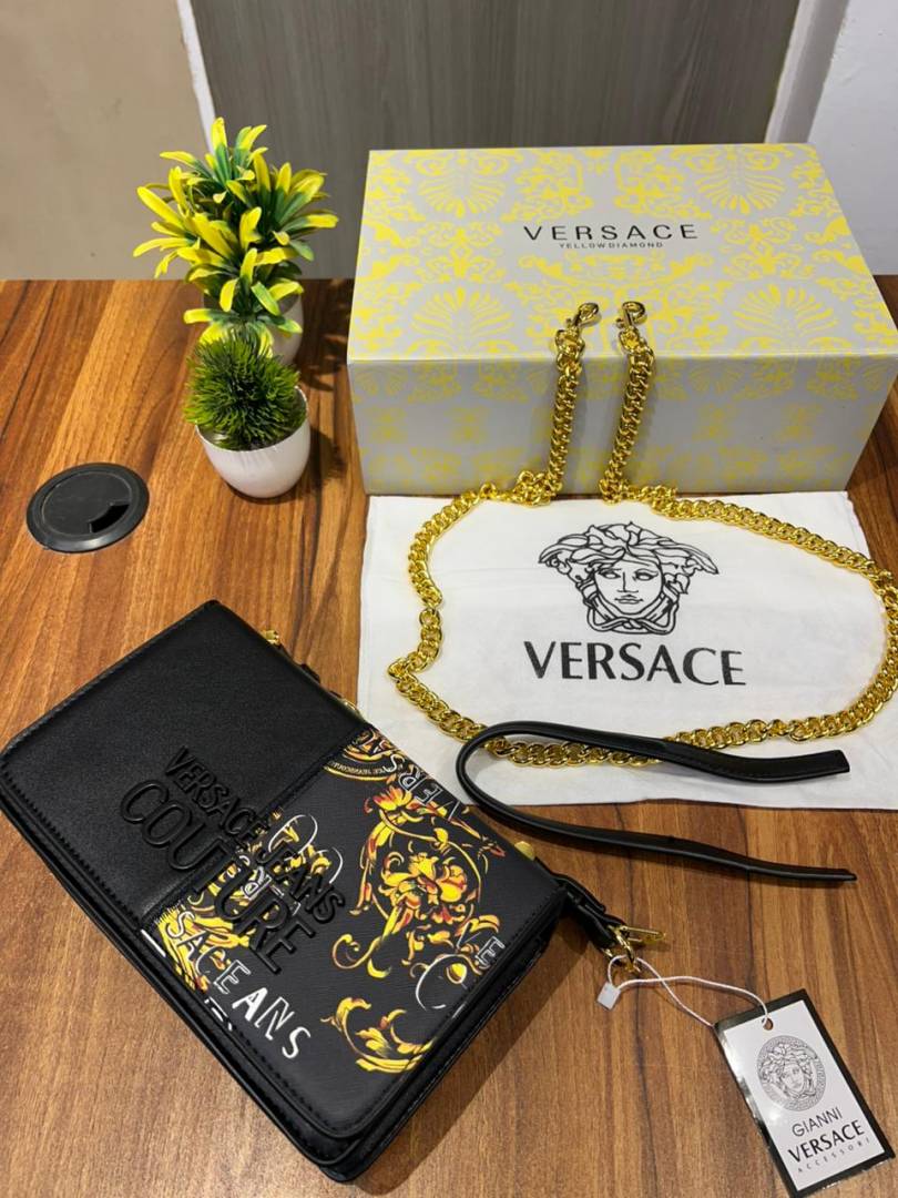Versace Barocco Printed Icon Small Shoulder Bag Black
