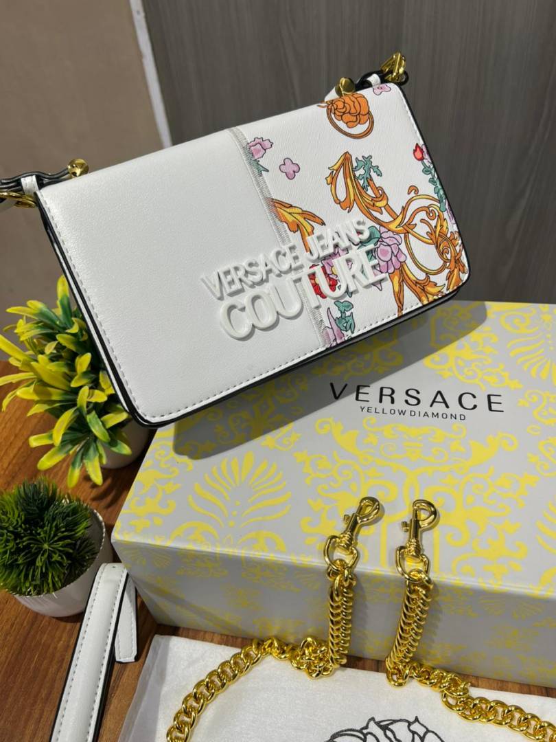 Versace Barocco Printed Icon Small Shoulder Bag WHITE