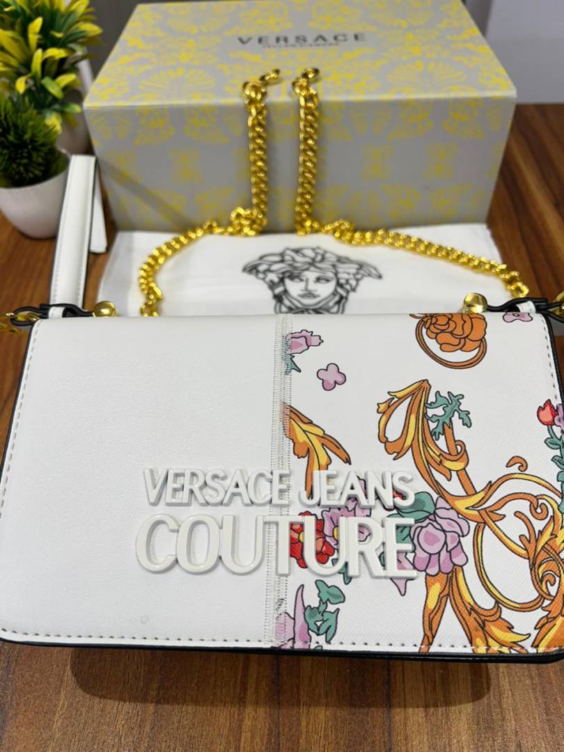 Versace Barocco Printed Icon Small Shoulder Bag WHITE