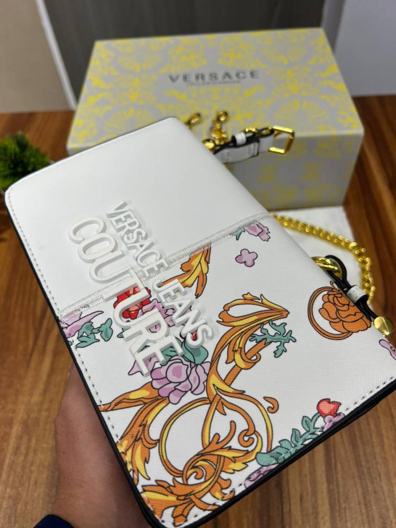 Versace Barocco Printed Icon Small Shoulder Bag WHITE