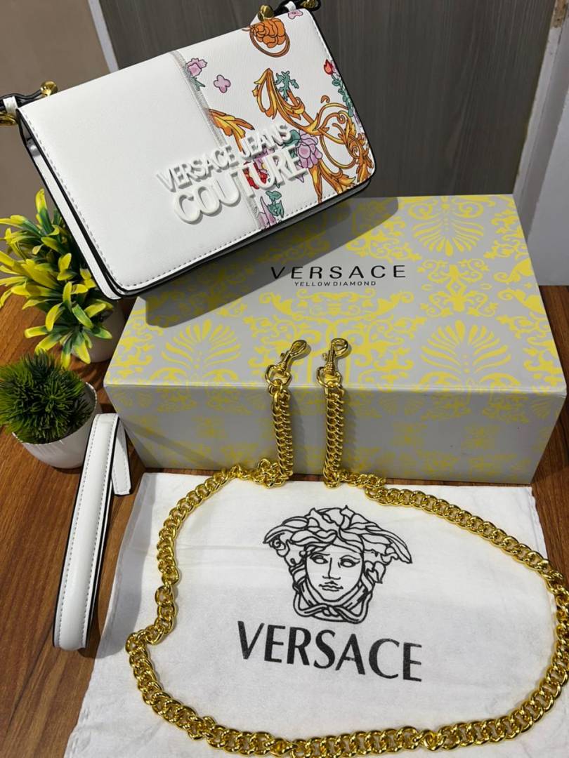 Versace Barocco Printed Icon Small Shoulder Bag WHITE