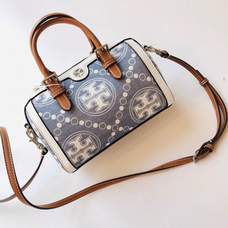 TORYBURCH T MONOGRAM JACQUARD MINI BARREL BAG DENIM-T928