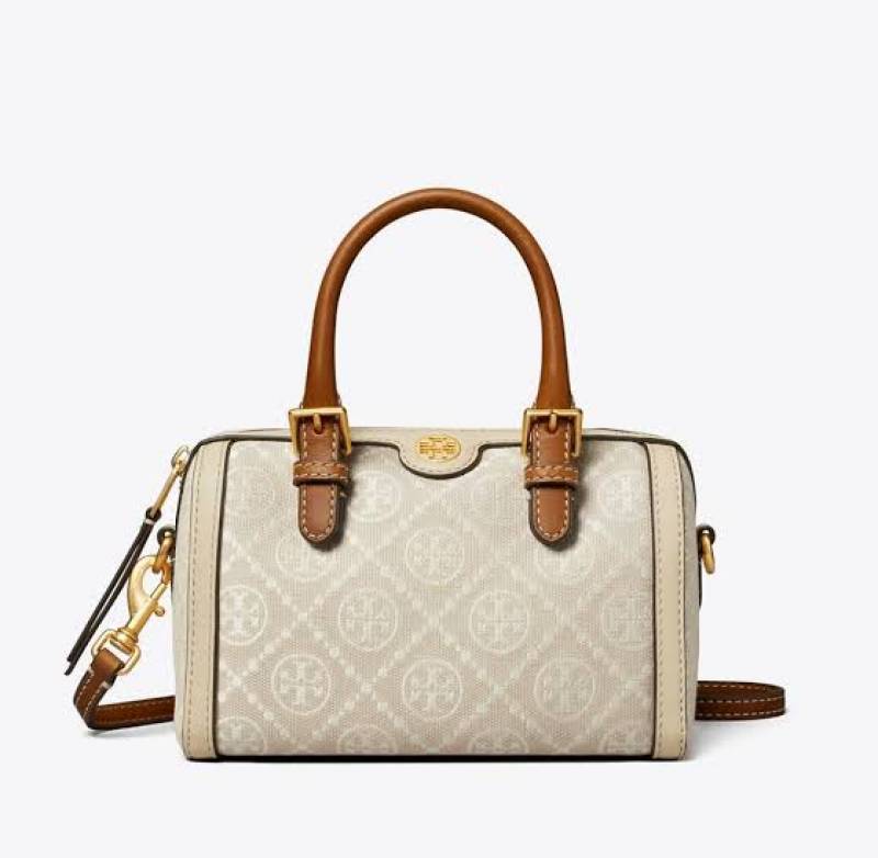 TORYBURCH T MONOGRAM JACQUARD MINI BARREL BAG BEIGE-T928