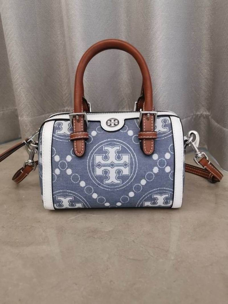 TORYBURCH T MONOGRAM JACQUARD MINI BARREL BAG DENIM-T928