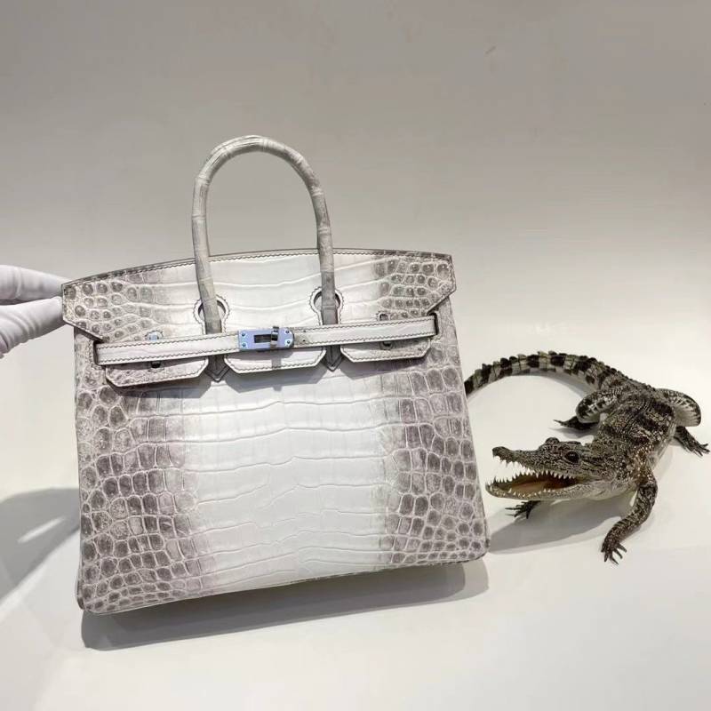 Herms Birkin HSS 25 Noir (Himalyan)Bleu Saphir Crocodile Porosus Lisse Palladium Hardware 6002
