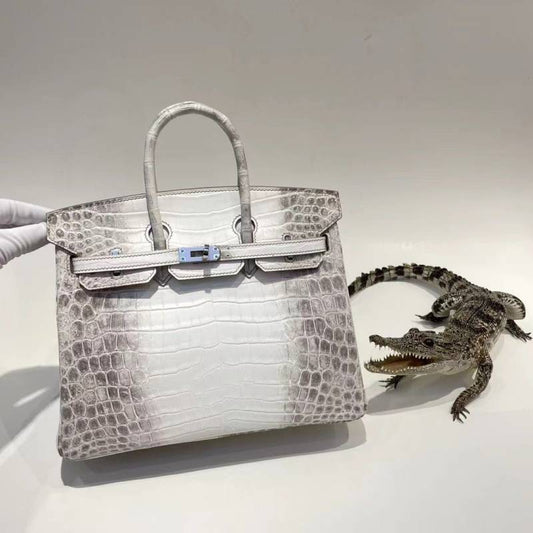Herms Birkin HSS 25 Noir (Himalyan)Bleu Saphir Crocodile Porosus Lisse Palladium Hardware 6002