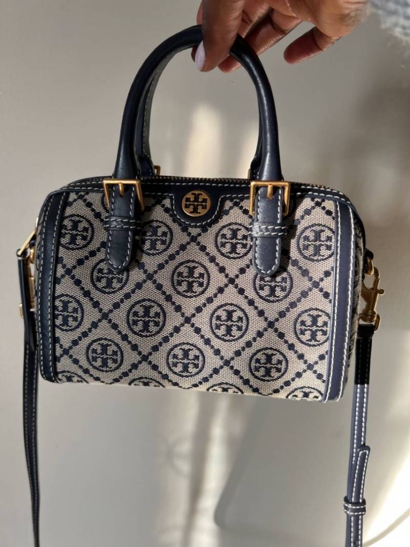 Toryburch Mini T Monogram Barrel Bag Blue-T928