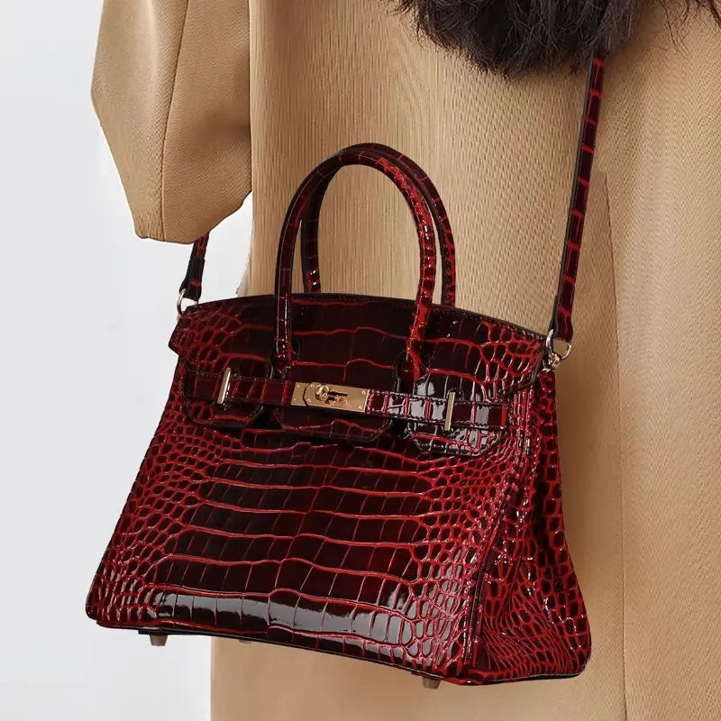 Herms Birkin HSS 25 Noir (wine-Red)Bleu Saphir Crocodile Porosus Lisse Palladium Hardware 6002