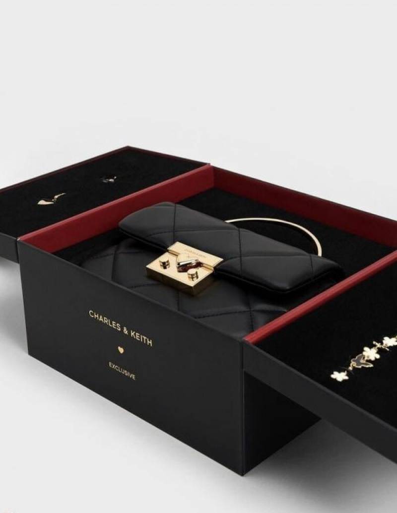 CHARLES_KEITH_HEARTCHAIN_Black_BAG_PREMIUM_WITH_GIFT_BOX
