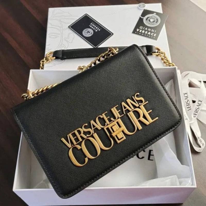 Versace Jeans Couture Saffiano Lock Crossbody Bag With OG Gift Box & Dust Bag