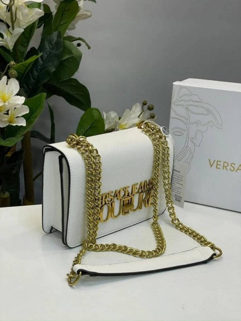 Versace Jeans Couture Saffiano Lock Crossbody Bag With OG Gift Box & Dust Bag