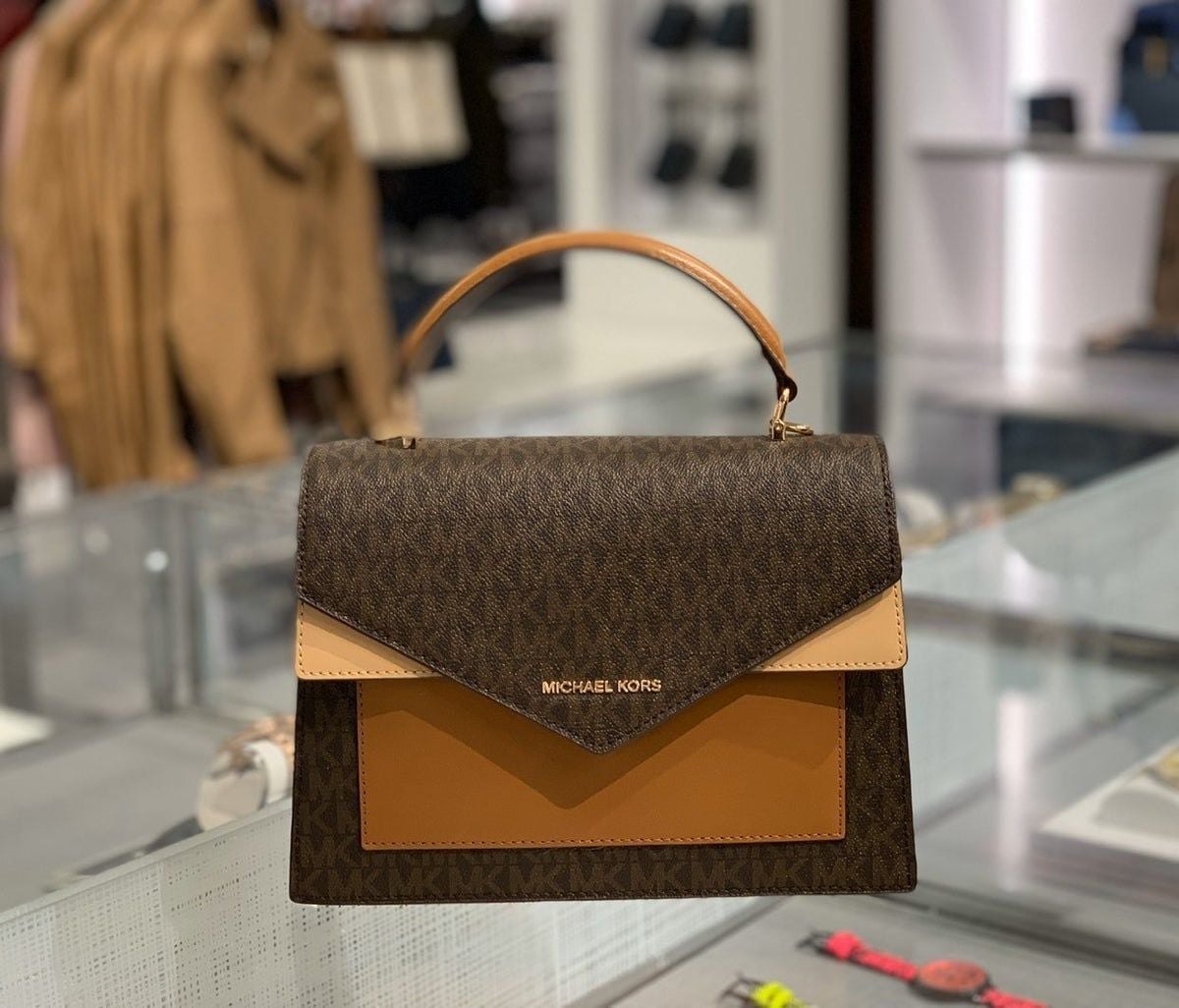 Michael_Kors Mk Ludlow Signature Leather Satchel Bag With Box Coffee3328