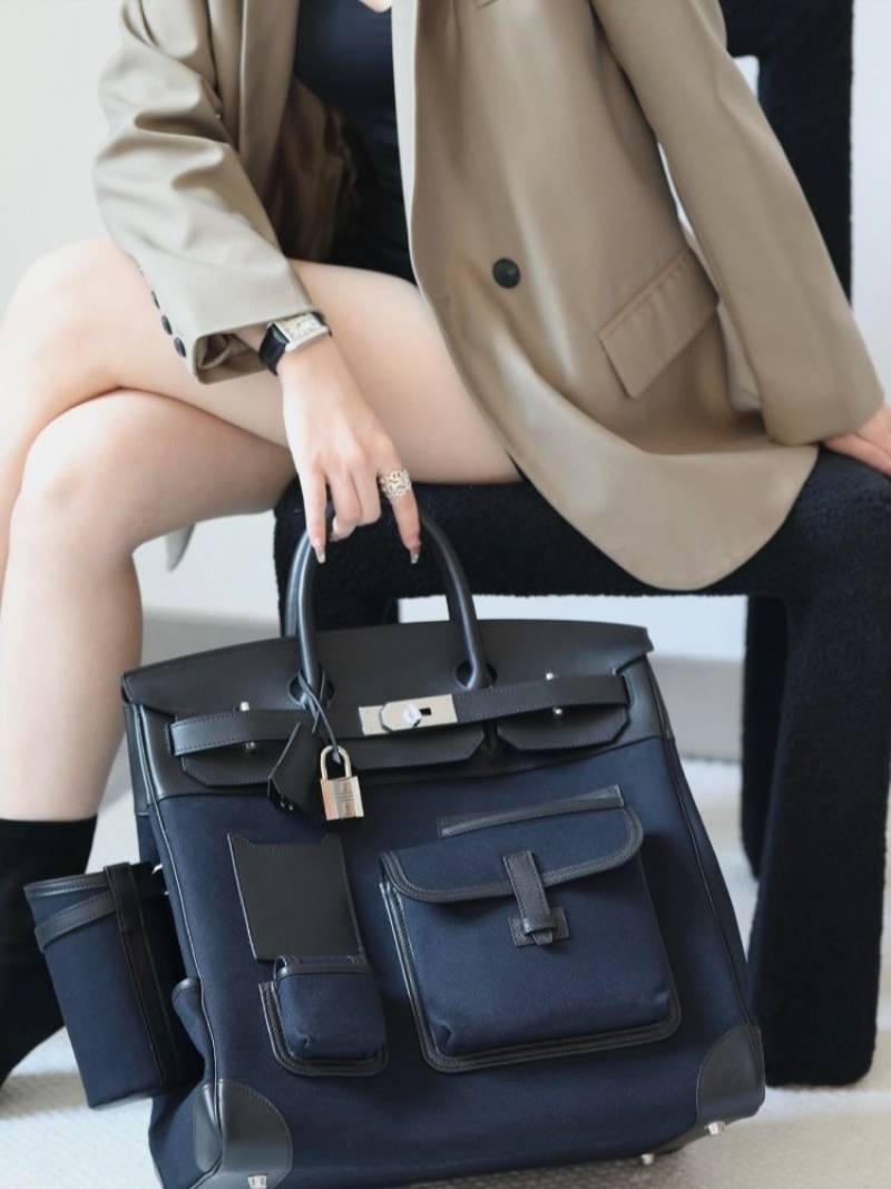 Herm.s Cargo HAC Birkin 40 Sapphire Blue With Dust Bag