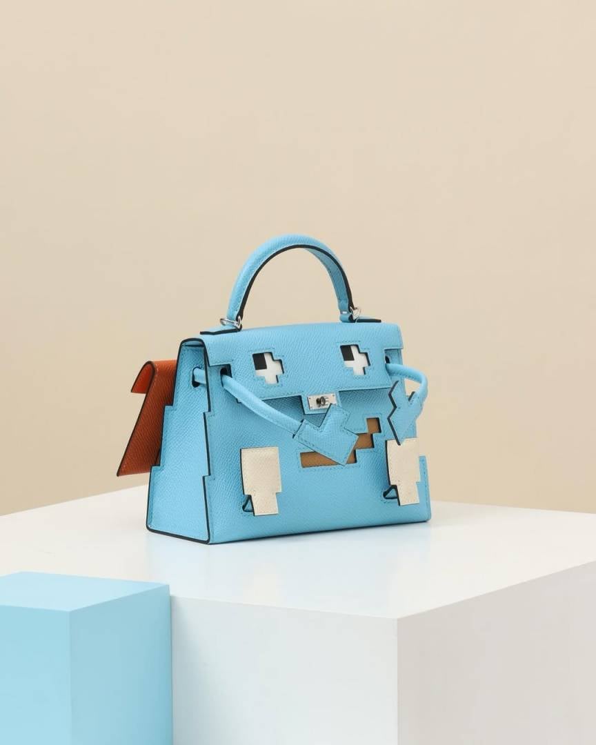 Hermes Kelly Doll Picto 25 Handbag 3020 Light Blue