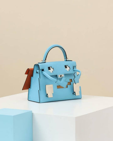 Hermes Kelly Doll Picto 25 Handbag 3020 Light Blue