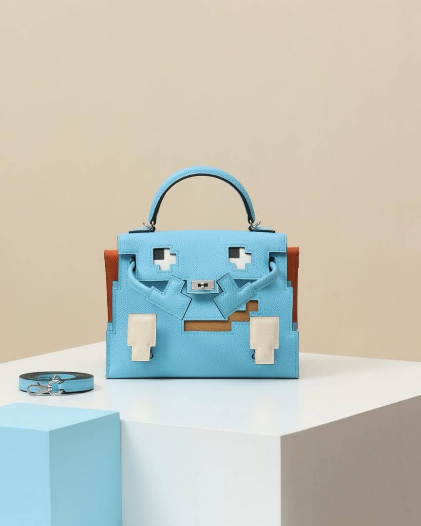 Hermes Kelly Doll Picto 25 Handbag 3020 Light Blue
