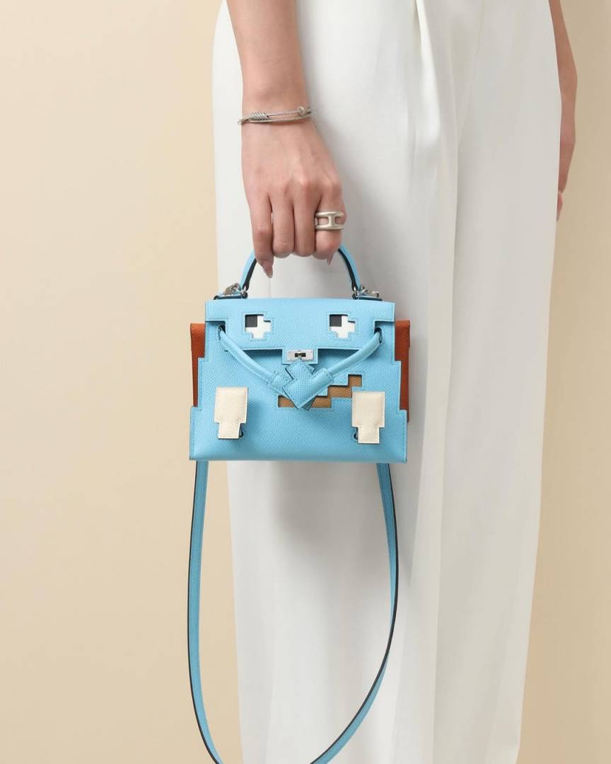Hermes Kelly Doll Picto 25 Handbag 3020 Light Blue