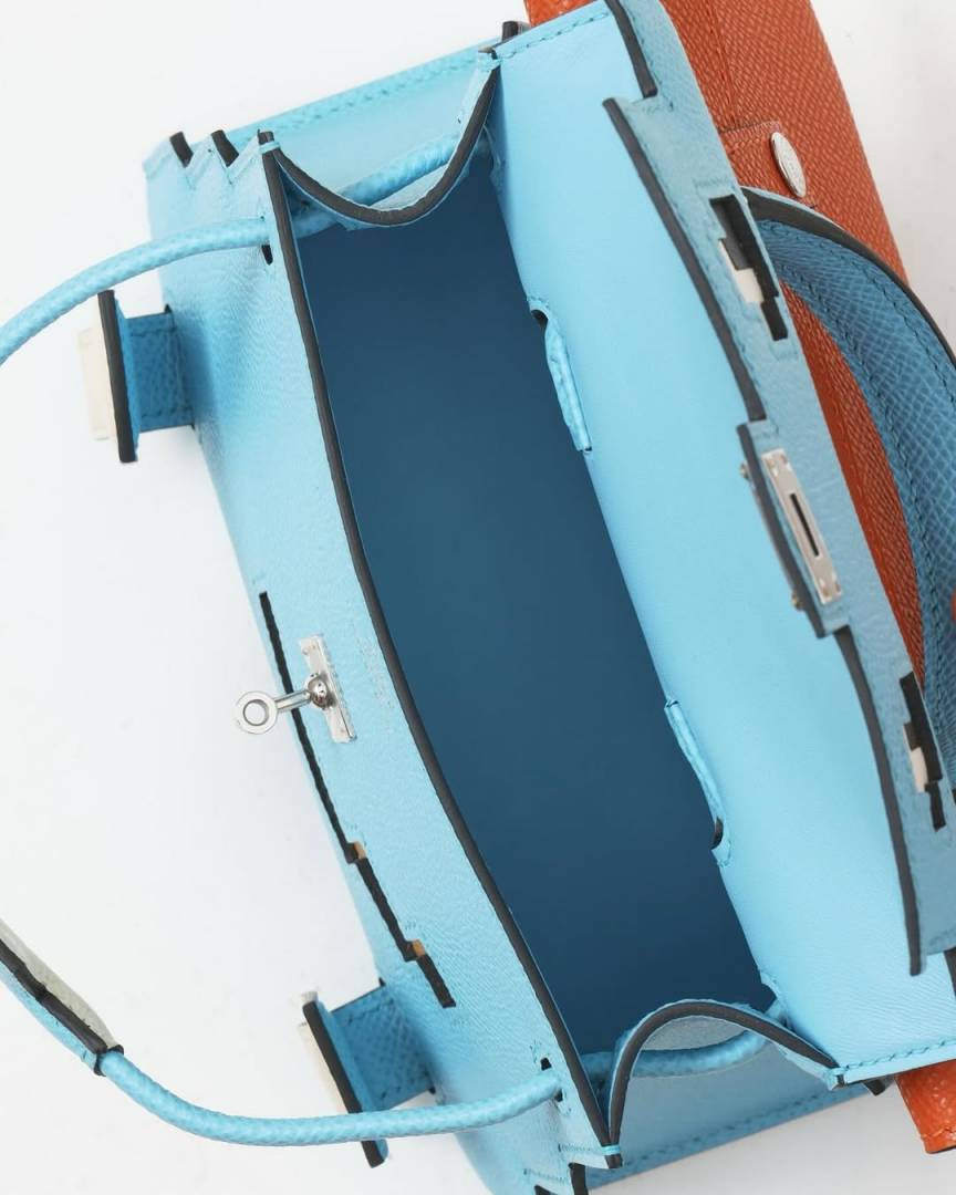 Hermes Kelly Doll Picto 25 Handbag 3020 Light Blue