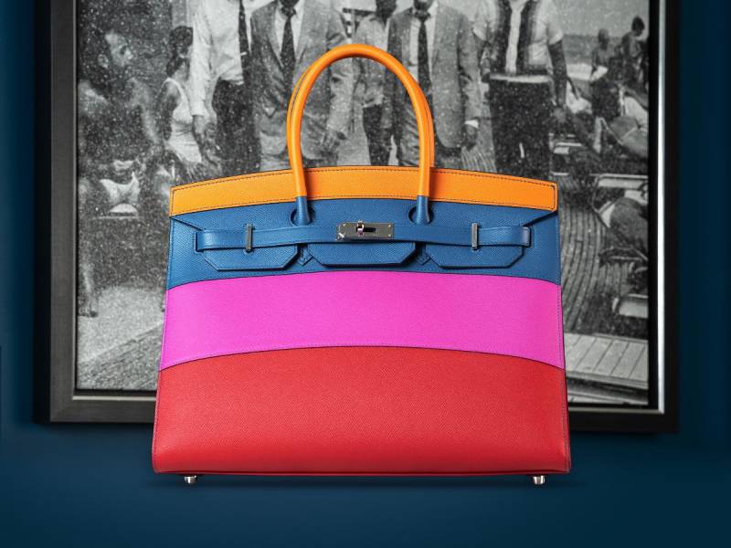 Herm.s Sunset Birkin Sellier 25 Abricot Bleu Agate Magnolia and Rouge Casaque Epsom Palladium 25 cm