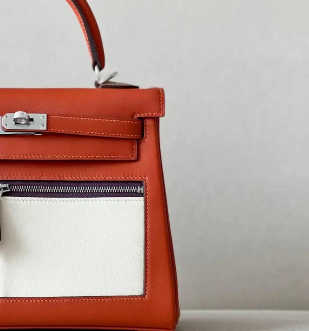 Herms Kelly Colormatic 25 Swift Orange Lime Cassis
