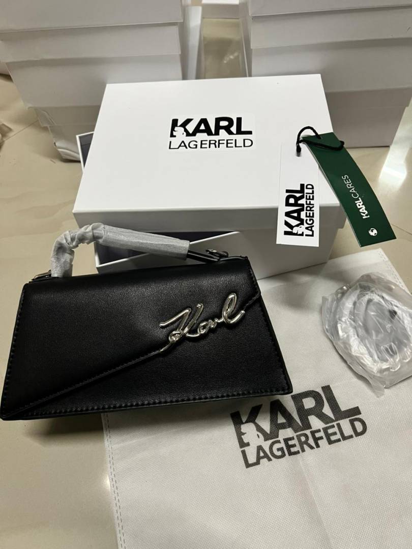 KARL LAGERFELD K Signature Slim Crossbody Bag Black Nickel