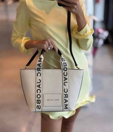 Marc Jacobs Small Pebble Leather Tote with Detachable Crossbody Strap White