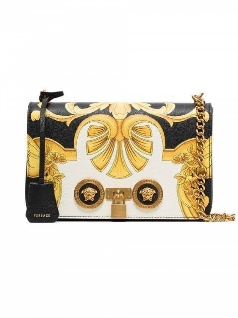 Versace Barocco Printed Icon Small Shoulder Bag Black White-89915