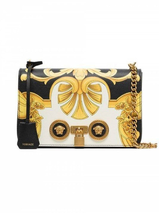 Versace Barocco Printed Icon Small Shoulder Bag Black White-89915