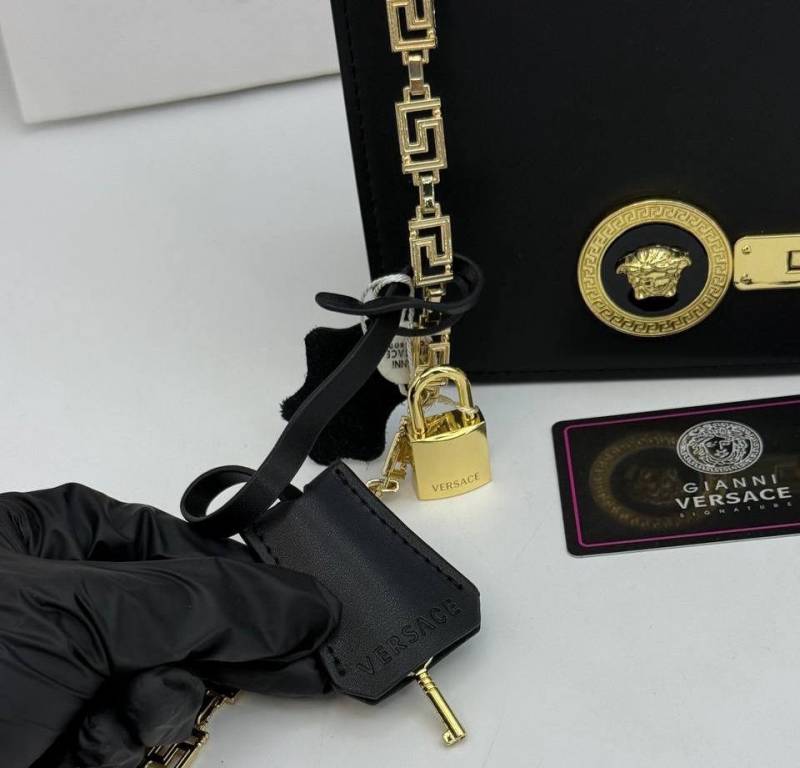 Versace Medallion Tribute Shoulder Bag with a gold-tone chain