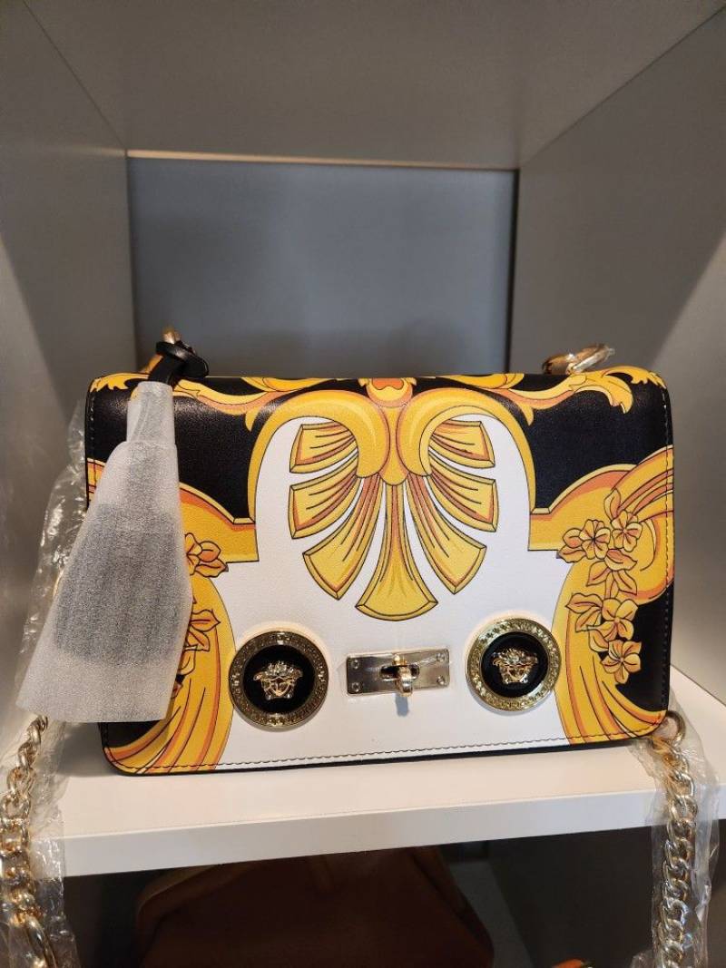 Versace Barocco Printed Icon Small Shoulder Bag Black White-89915