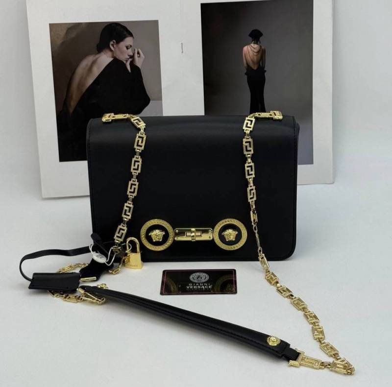 Versace Medallion Tribute Shoulder Bag with a gold-tone chain