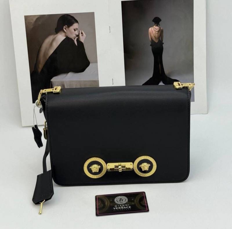 Versace Medallion Tribute Shoulder Bag with a gold-tone chain