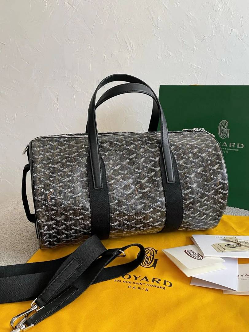 Goyard Barrel 40 Sports Bag Goyardine Black