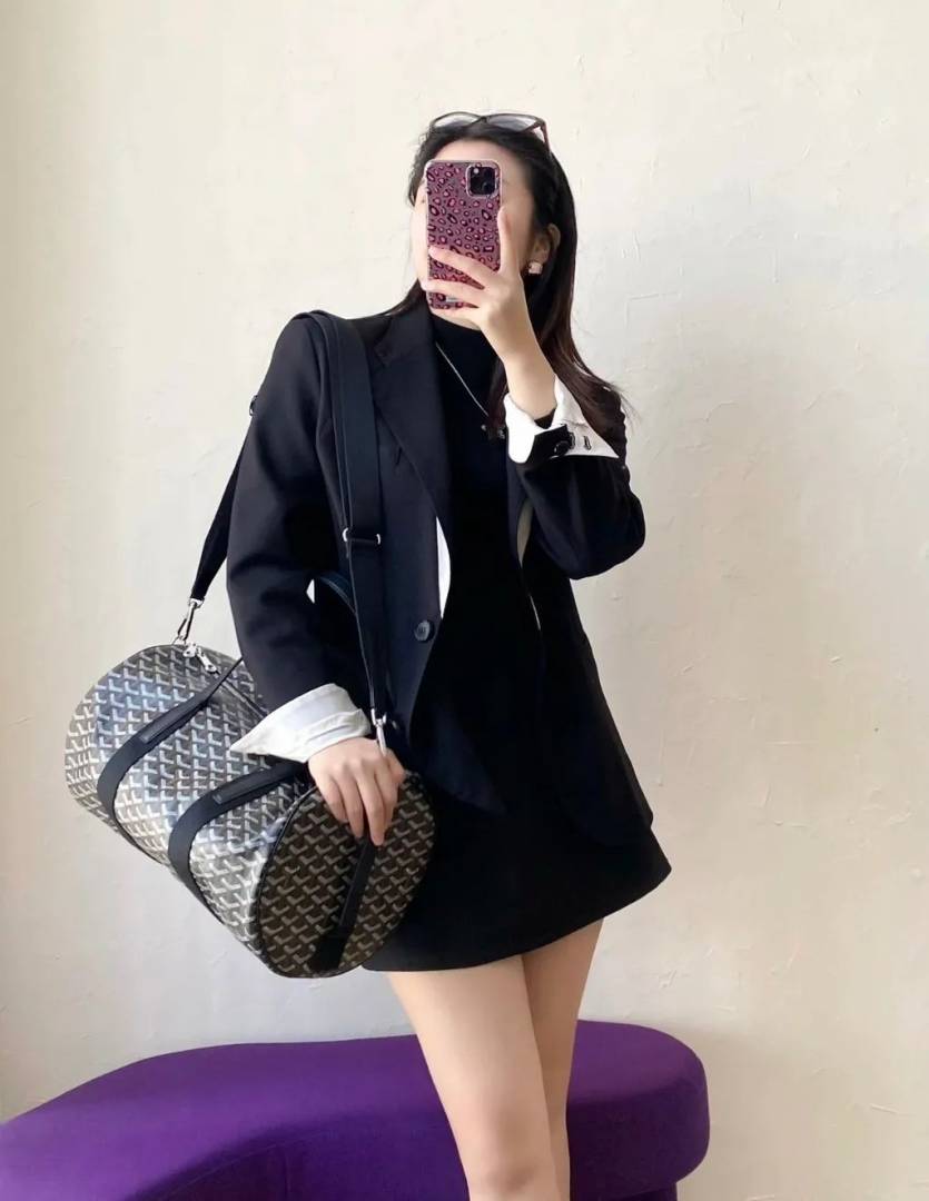 Goyard Barrel 40 Sports Bag Goyardine Black