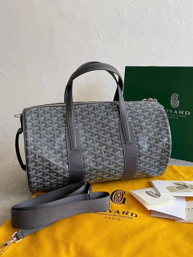 Goyard Barrel 40 Sports Bag Goyardine Grey